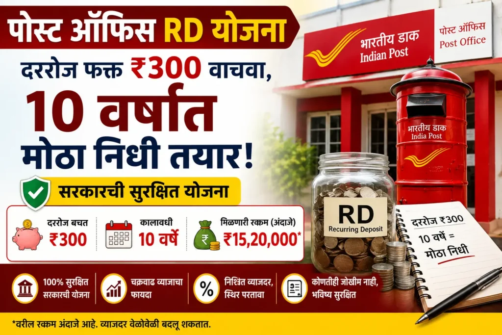 रोज ₹300 बचत करा आणि 10 वर्षांत मोठा फंड सुरक्षित गुंतवणुकीची संधी! Post Office RD Yojana